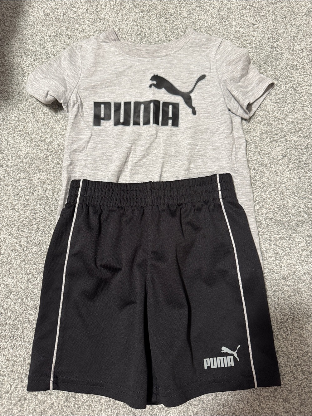 Puma Black Kids Athletic Shorts with White Piping
